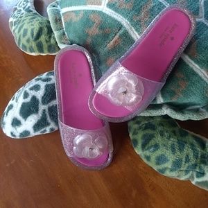 Kate Spade glitter jelly pool slides flats sandals